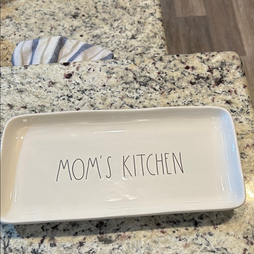 Mom's Kitchen Ceramic Serving Tray - White